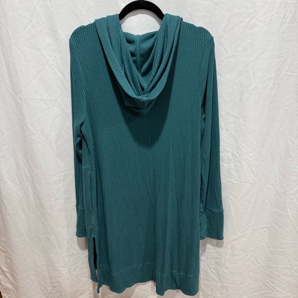Athleta Harmony Pose Wrap Long Cardigan Hoodie Teal Blue Large Oversized Lounge - Picture 7 of 11